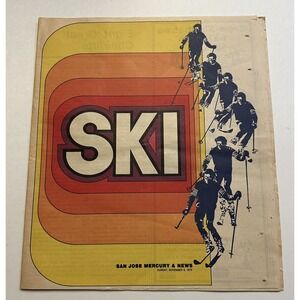 San Jose Mercury & News 1975 Retro Snow Skiing Newspaper Ads Articles Ephemera